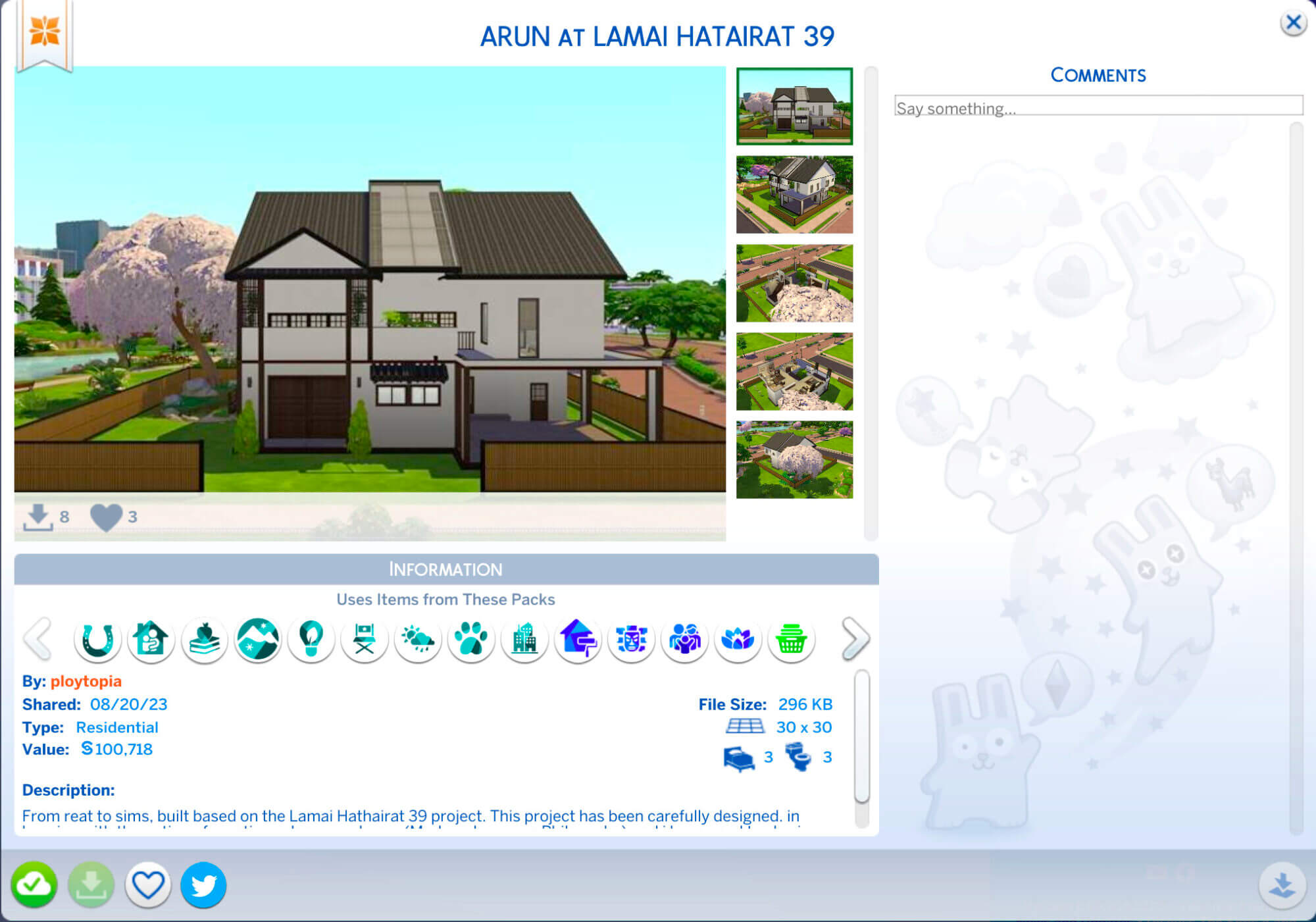 แจกบ้าน The Sims 4 สไตล์บ้านเดี่ยวโฮมมี่ | Inspire by หทัยราษฎร์ 39 7