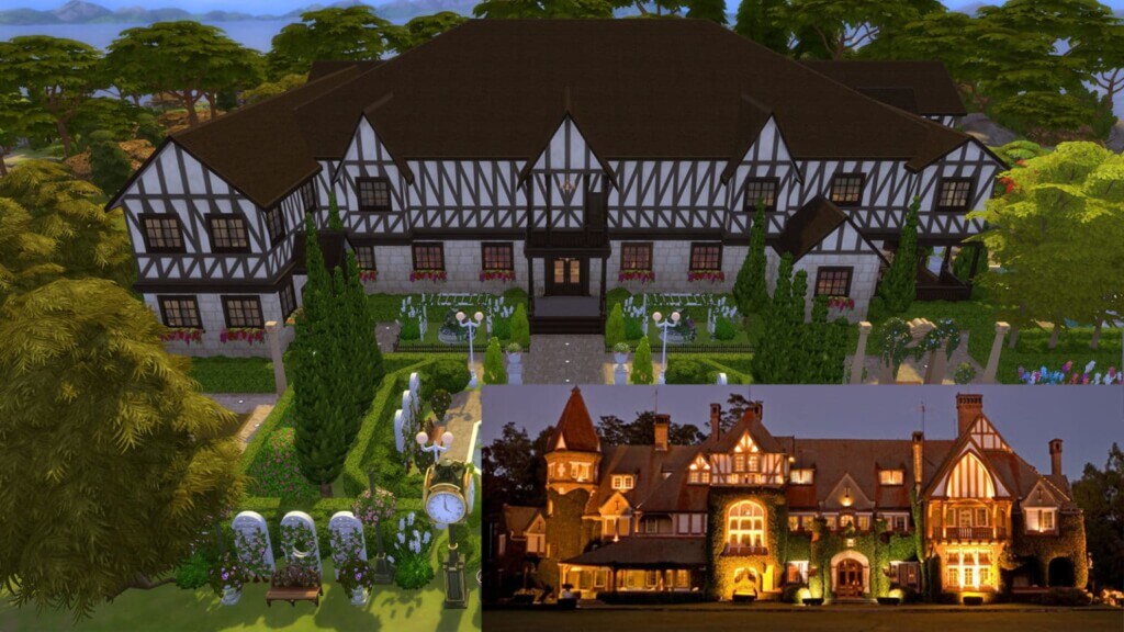 แจกบ้าน The Sims 4 2021 คฤหาสน์สไตล์ Tudor อิงจากสถานที่จริง Estancia Villa Maria และแรงบันดาลใจจากประวัติศาสตร์เมือง Windenburg No CC 147